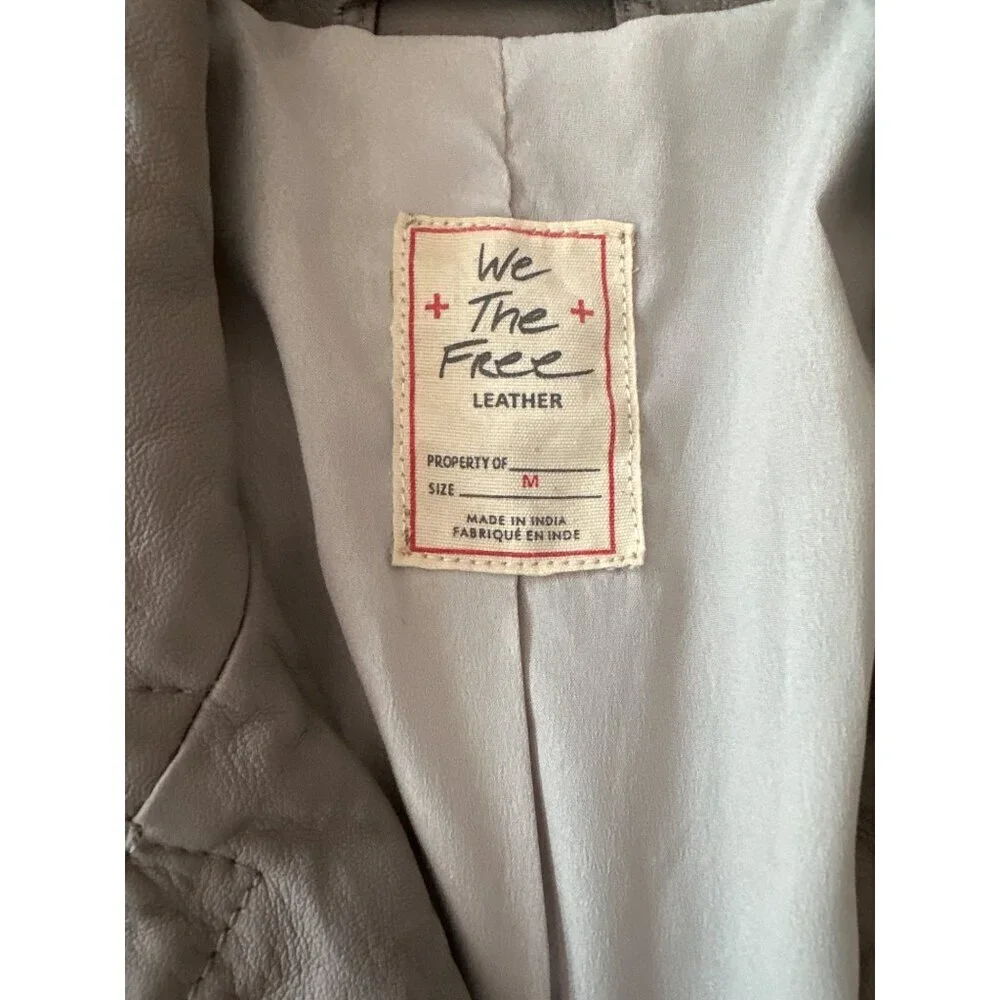 Free People We The Free I'll Be‎ Around Soft Lamb Leather Jacket Size M Gray